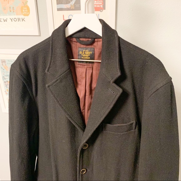 Old Navy Wool Blend Topcoat, Black, XL - Picture 3 of 9